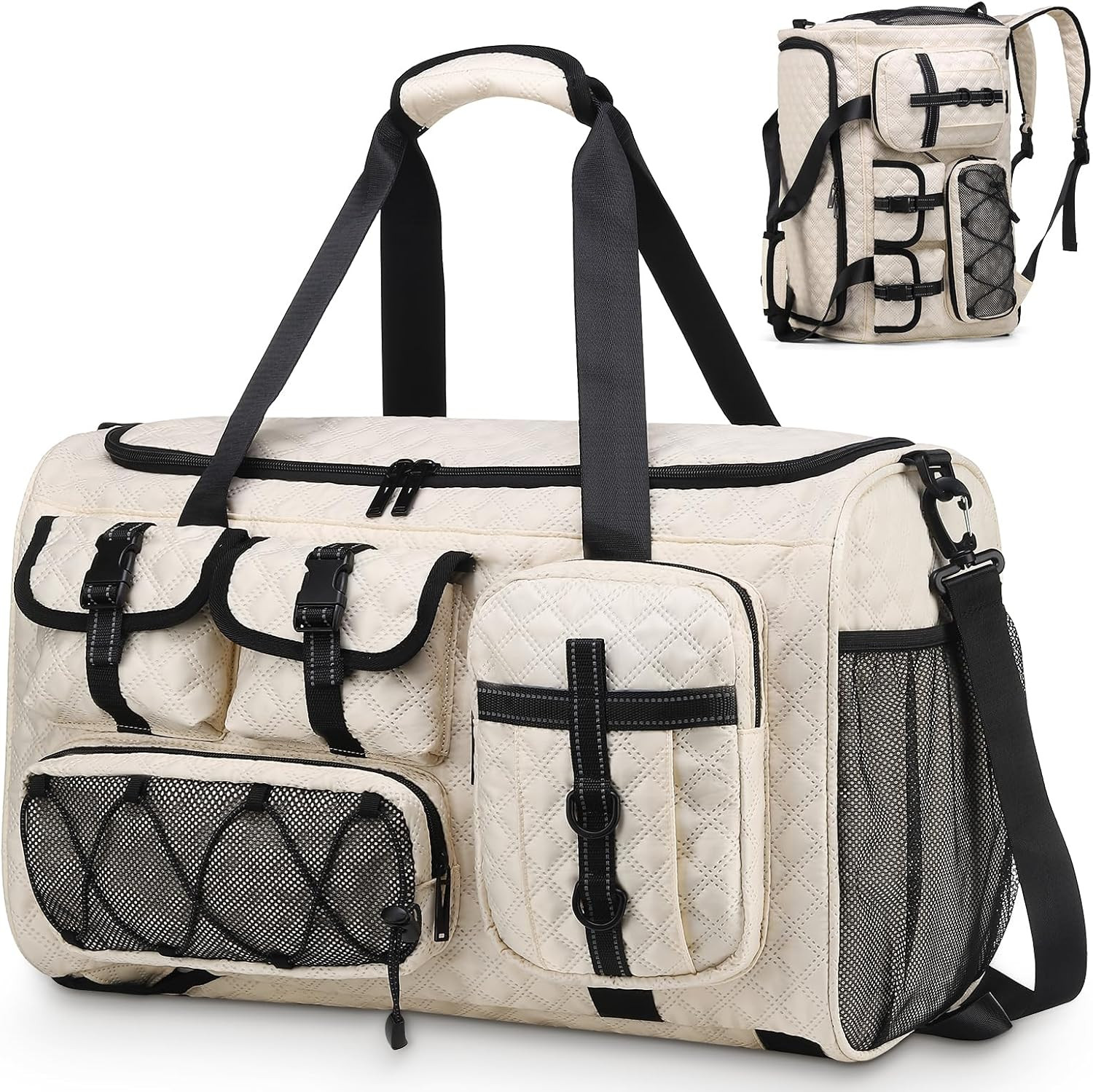 40L Sport Duffel Bag for Men Women, Gym Backpack with Shoe Compartment, Laptop S