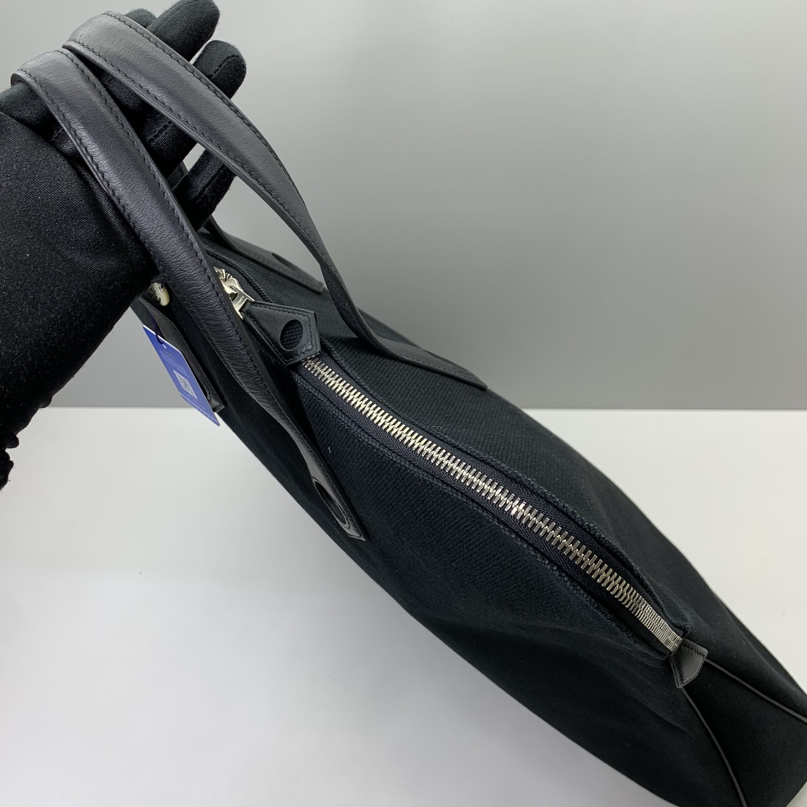 Hermes Pre-Owned Authentic Satchel Black Canvas Free Shipping 48*40*8.5cm