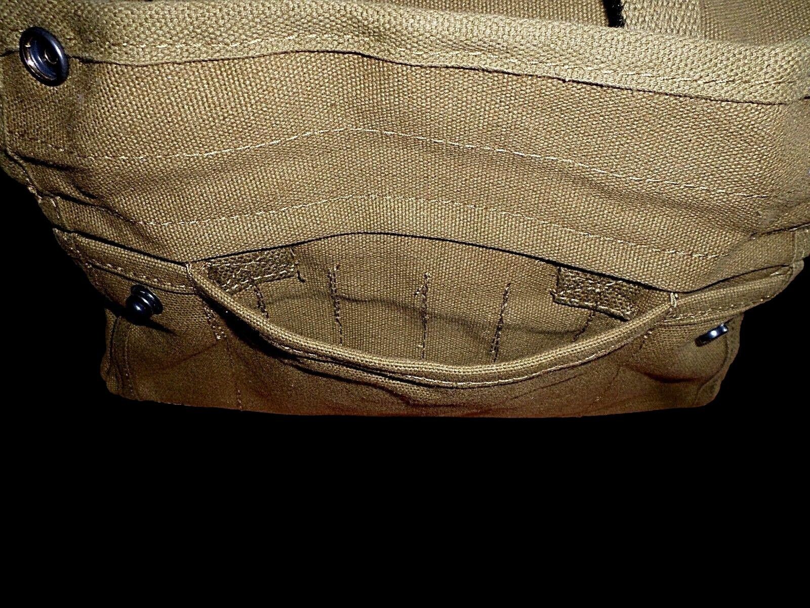HEAVY DUTY GREEN MILITARY STYLE MECHANICS HARD BOTTOM TOOL BAG BRASS ZIPPER