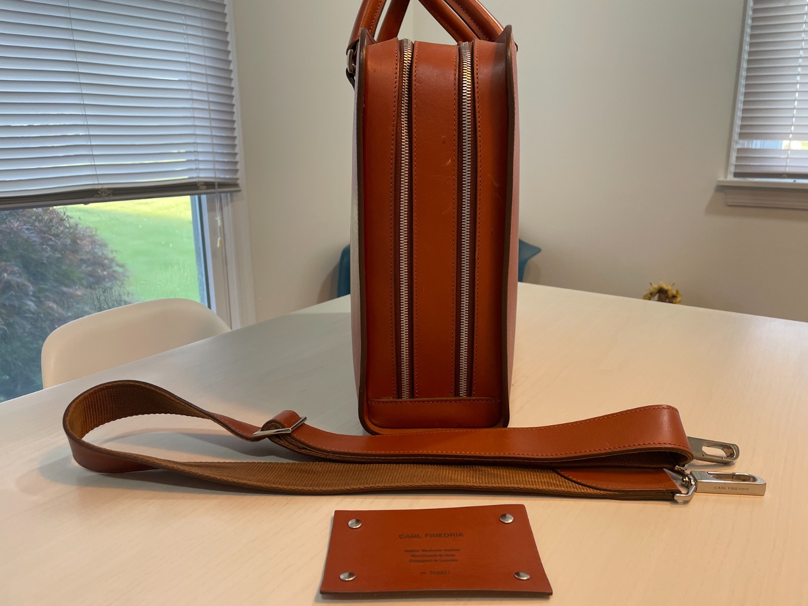 Carl Friedrik Palissy Double Briefcase Cognac Smooth Leather
