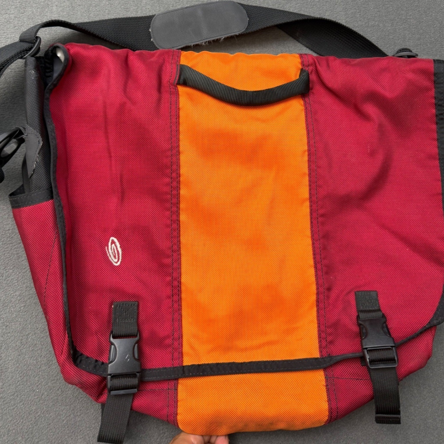 Timbuk2 Messenger Bag Red Orange Colorblock Ballistic Nylon Laptop Commuter Bag