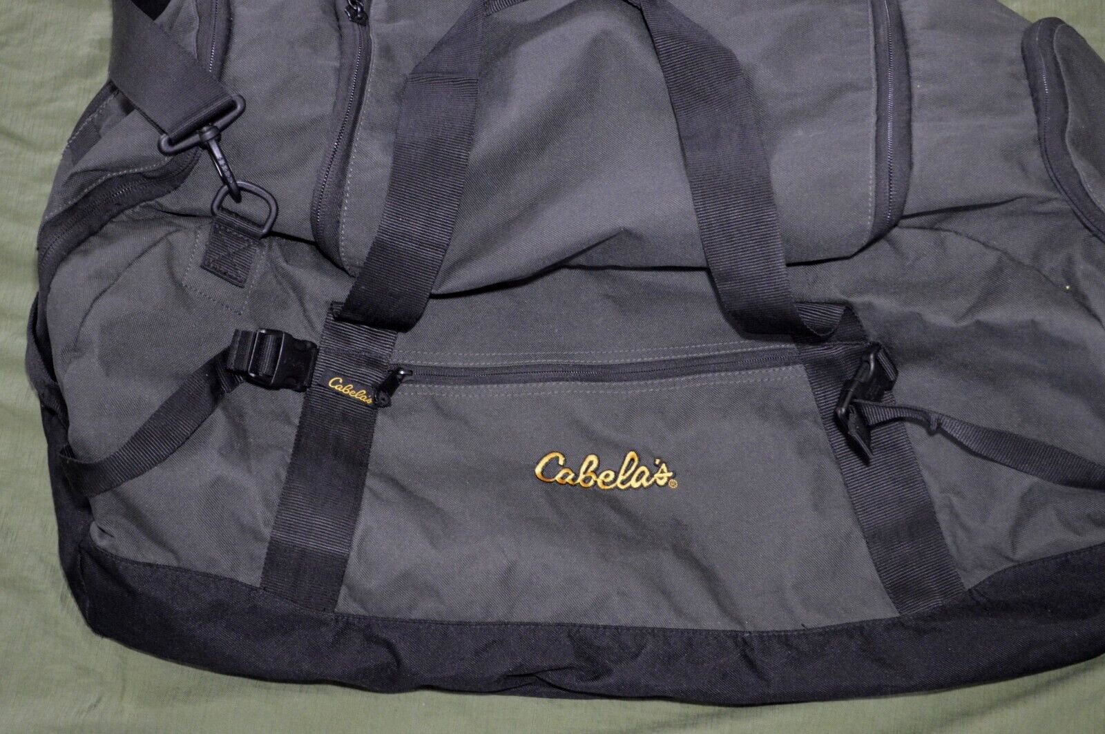 CABELA’S LARGE BLACK CANVAS FIELD DUFFEL HUNTING CAMPING BOATING 35 Inches