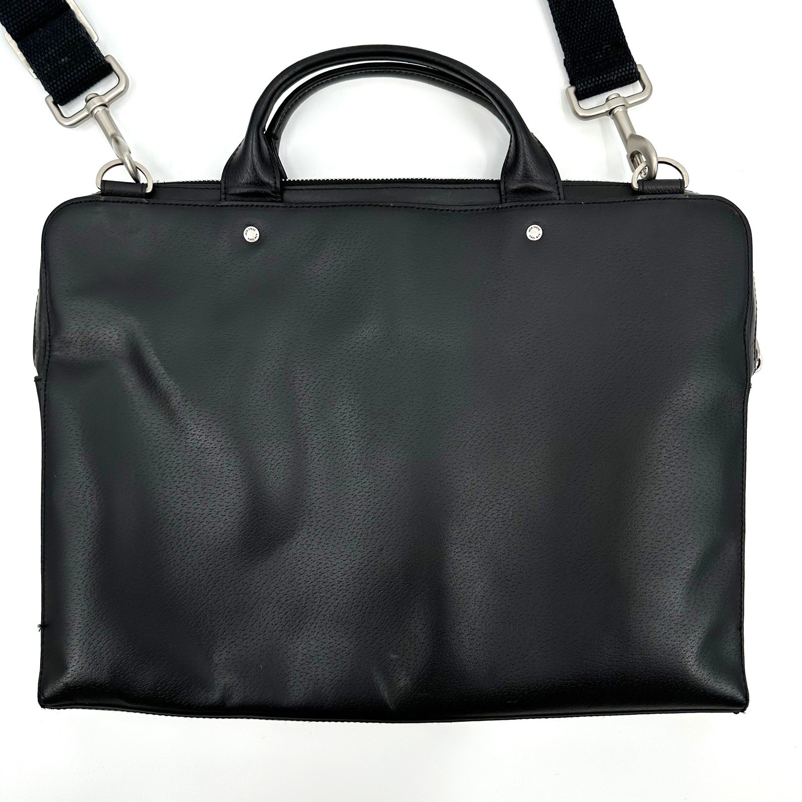 Jack Spade Black Leather Slim Briefcase Messenger Bag Laptop Bag Mens