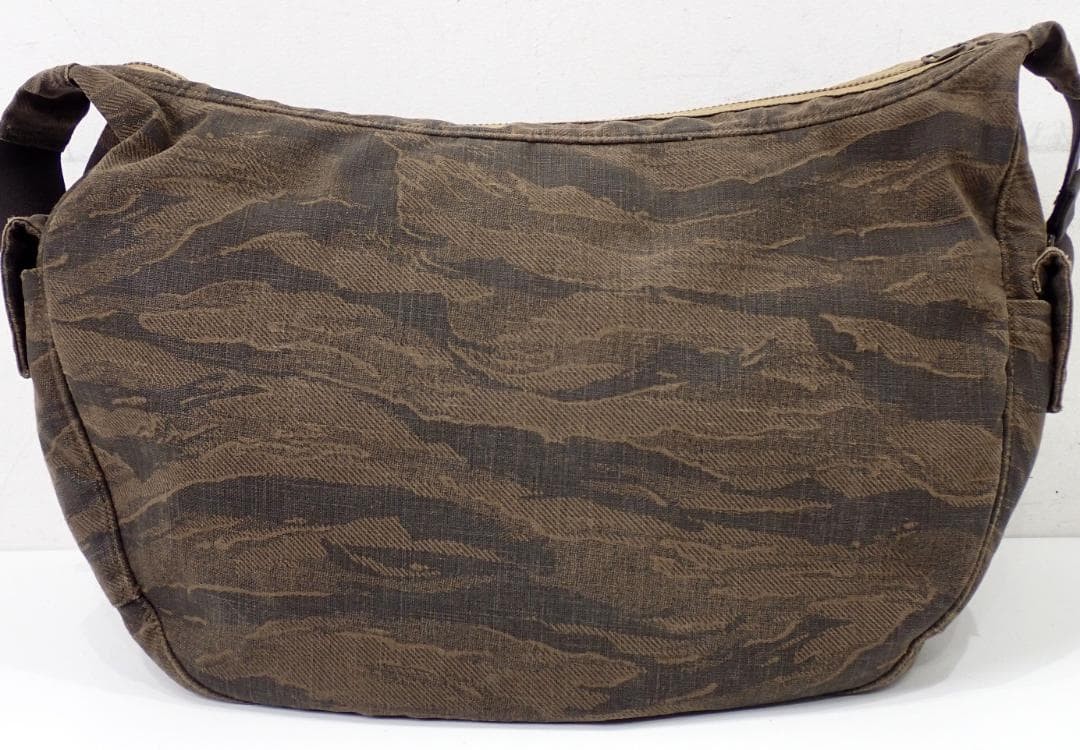 Authentic PORTER Yoshida Kaban Camouflage Canvas Shoulder Bag Brown 34cm