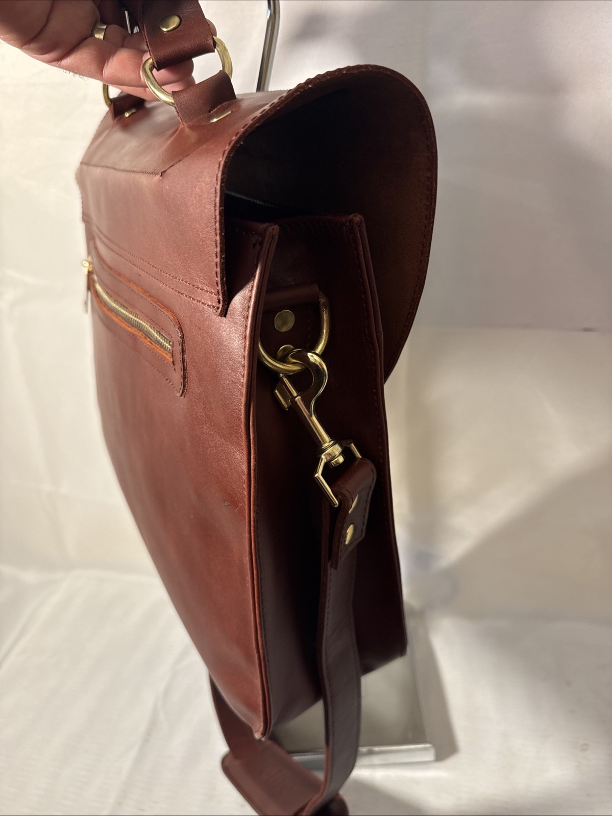 Elite Lifestyles Leather Briefcase Cognac Brown