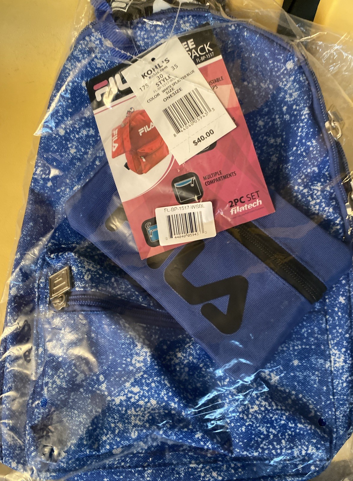 FILA Hailee 2 Piece Mini Backpack with Pouch NWT Tie Dye Blue