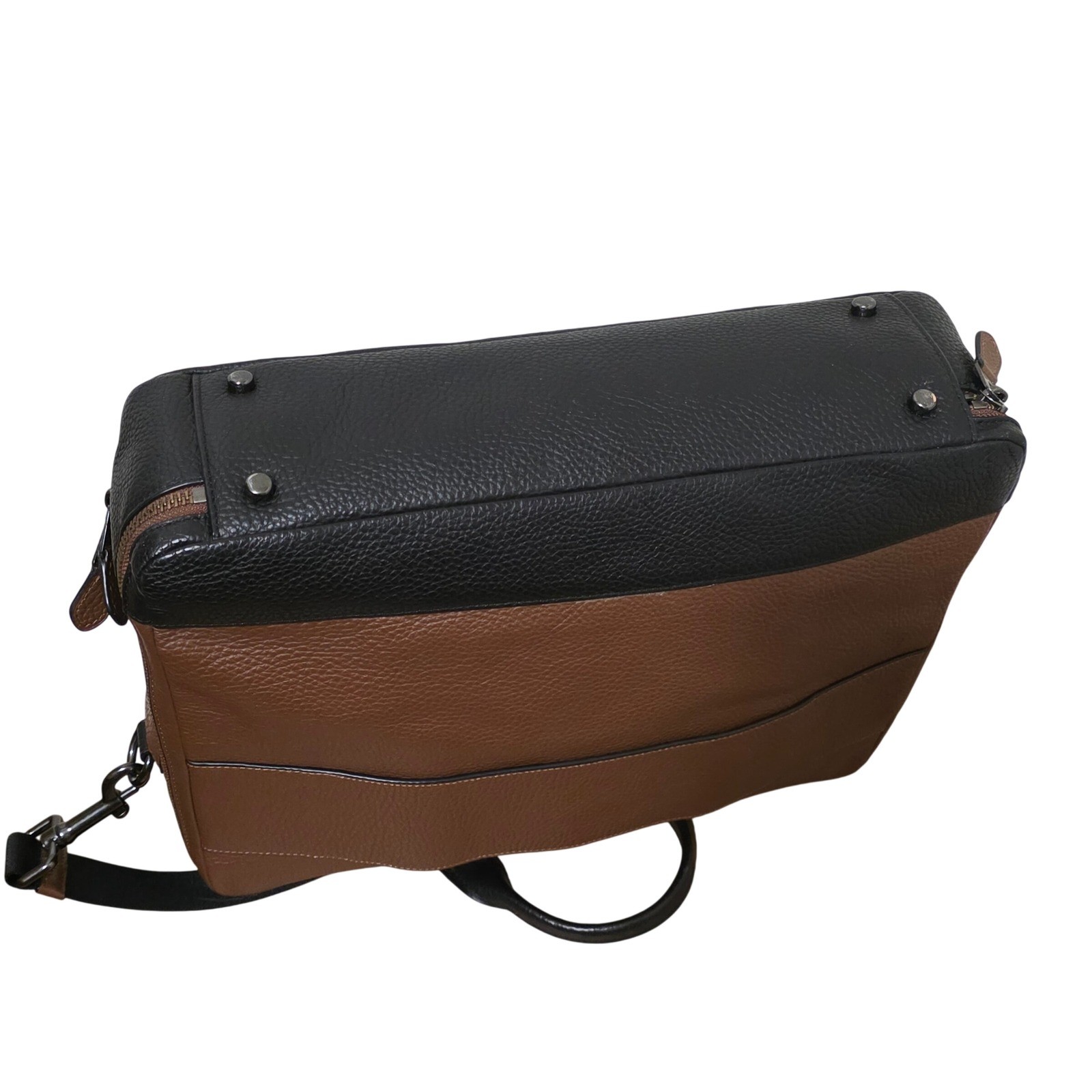 Coach Hamilton Pebble Brown Leather Double Zip Men’s Leather Briefcase F27617