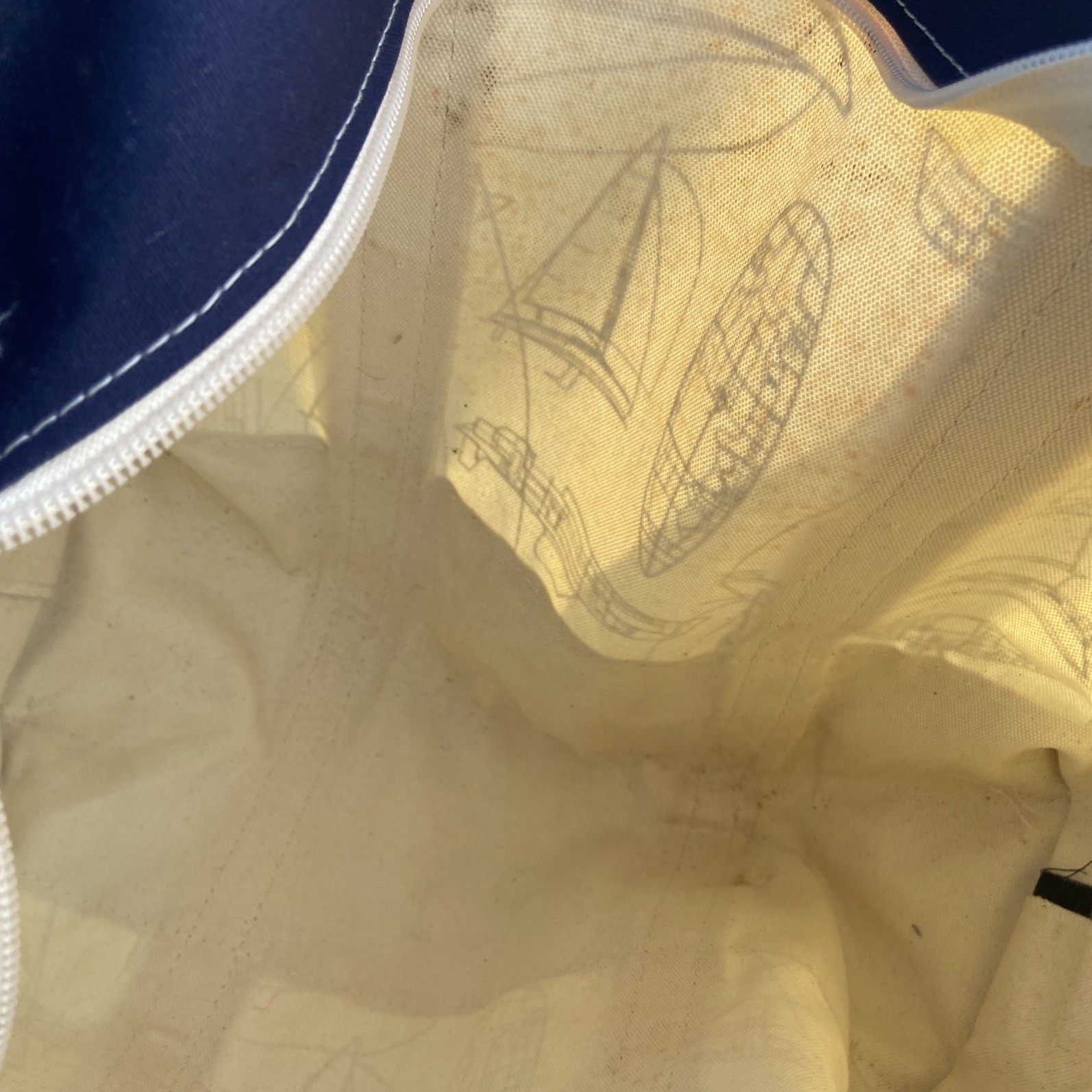 EXTREMELY CRAZY RARE Vintage L.L. Bean Boat Tote Navy Canvas Sailboat Print