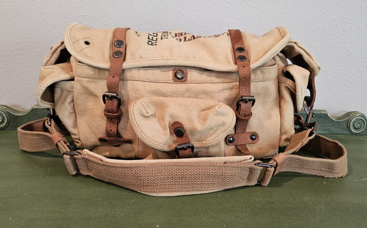 Kakadu Traders Messenger Shoulder Crossbody Bag Tobacco Australia Canvas Leather
