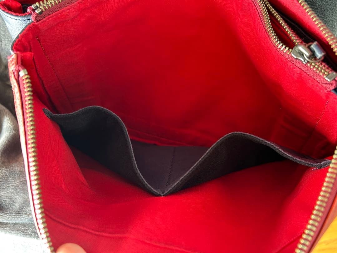 Authentic Burberry Black Label Leather Red Clutch Bag 34cm x 23.5cm Slight Signs