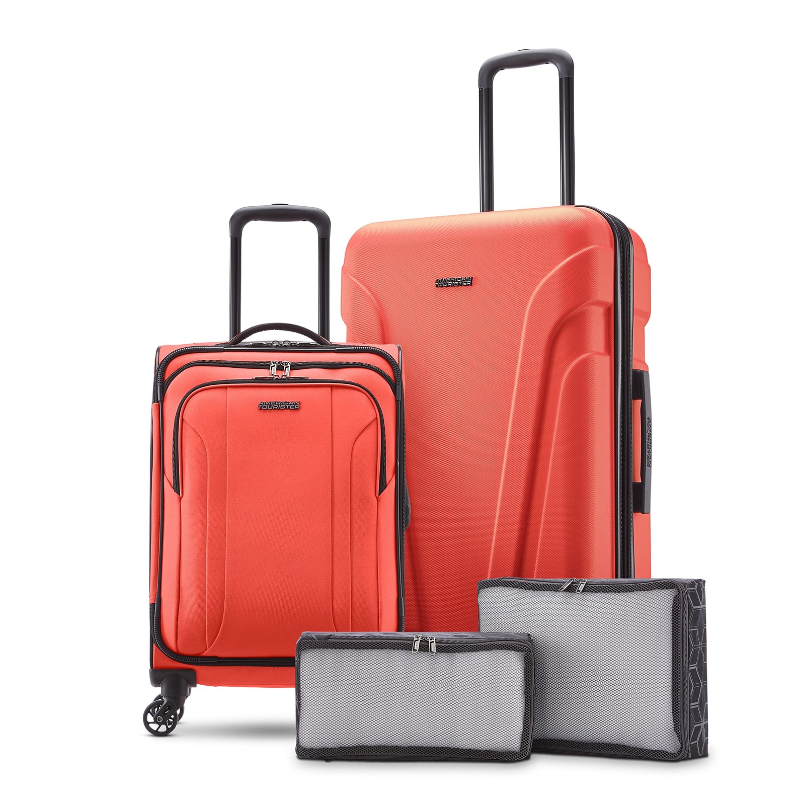 American Tourister Troupe Hardside and Softside Travel System Red 4 PC SET U9
