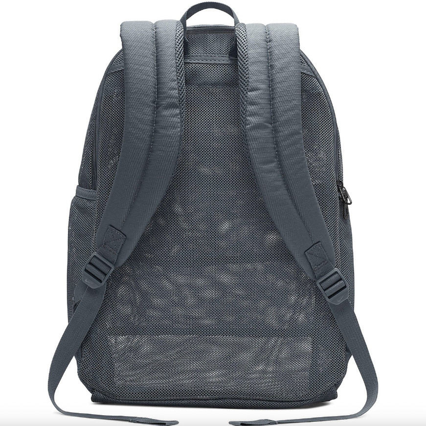 Nike Brasilia Mesh Net Training School Travel Beach Backpack Grey White