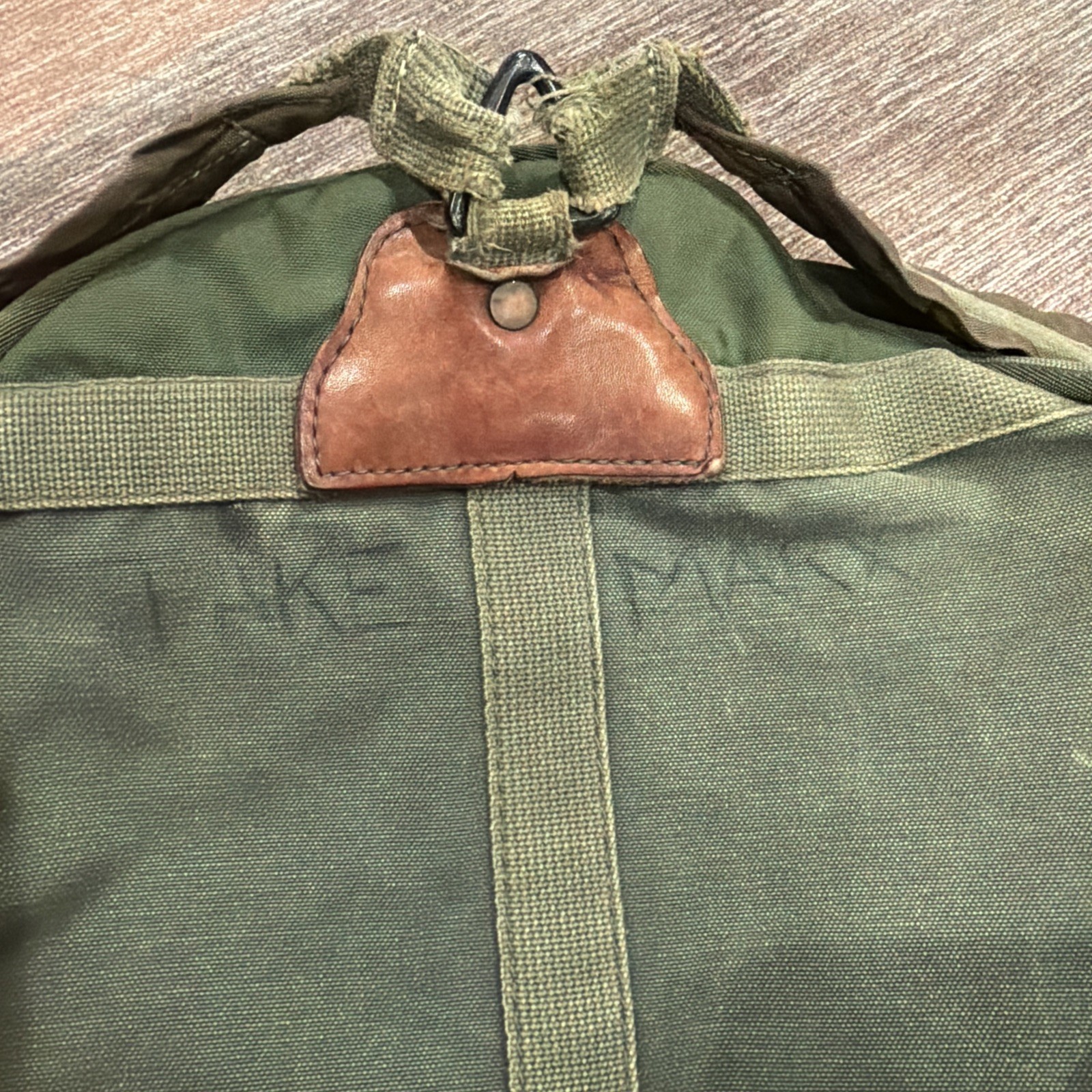 Orvis Battenkill Canvas Leather Backpack Green Brown Travel Outdoor Vintage READ