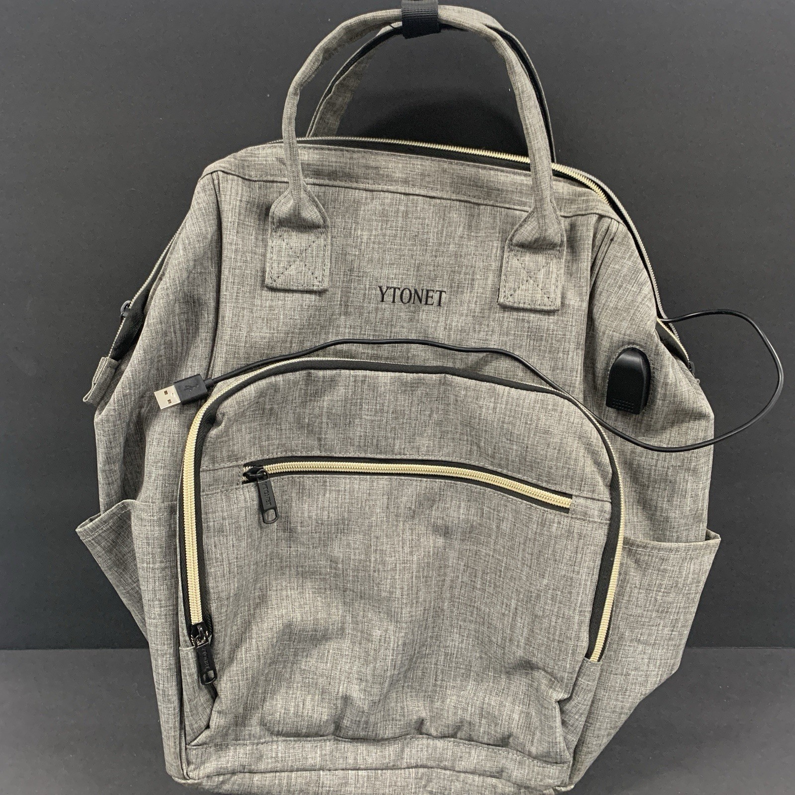 Ytonet Backpack Laptop Travel Holds 15.6 inch USB Charging Port Grey Gray Work