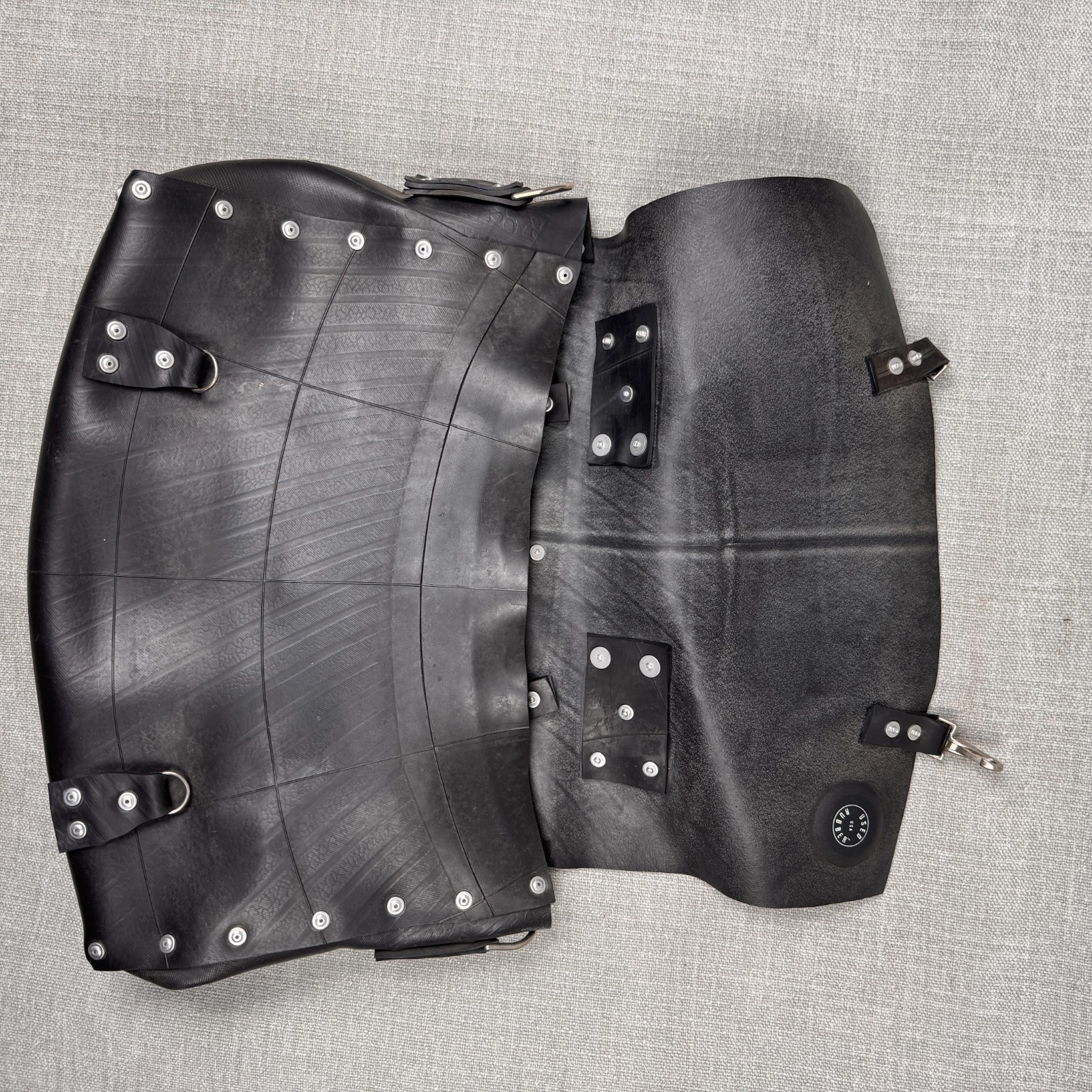 Recycled Rubber Duffle Bag Black | Heavy Duty Travel Weekender Industrial Style