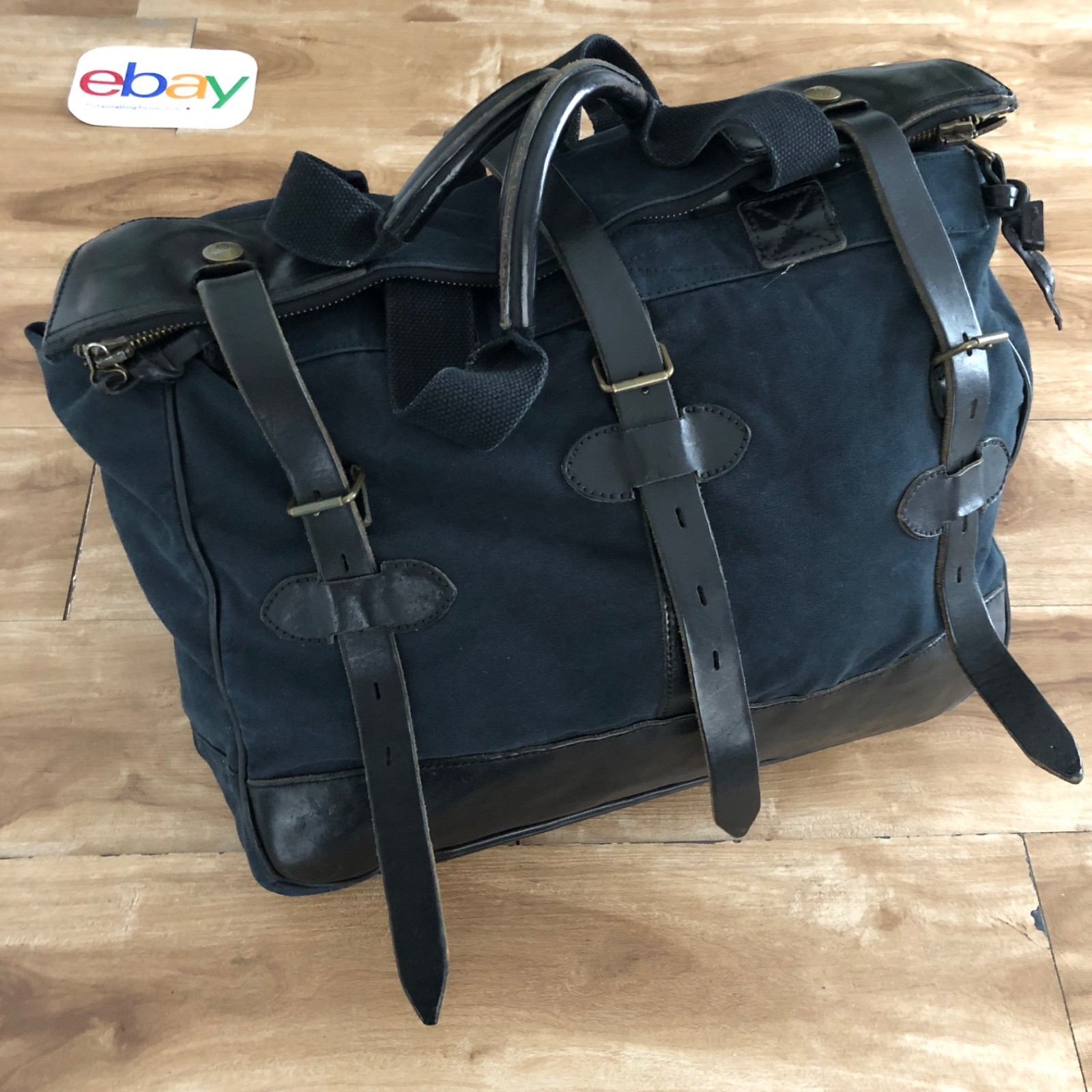 Belstaff Goodwood Rugged Twill Duffle carry bag, leather/cotton blend, XXL