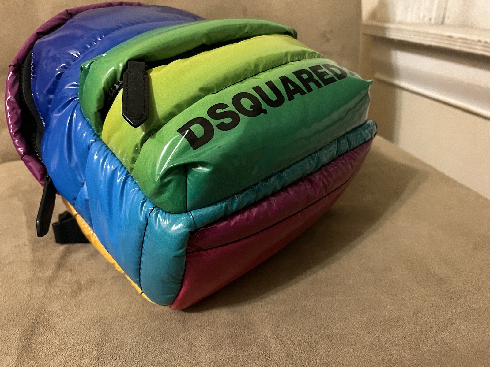 DSQUARED² VERY RARE RAINBOW MULTICOLOR PUFFER SIGNAGTURE SMALL BACKPACK D2
