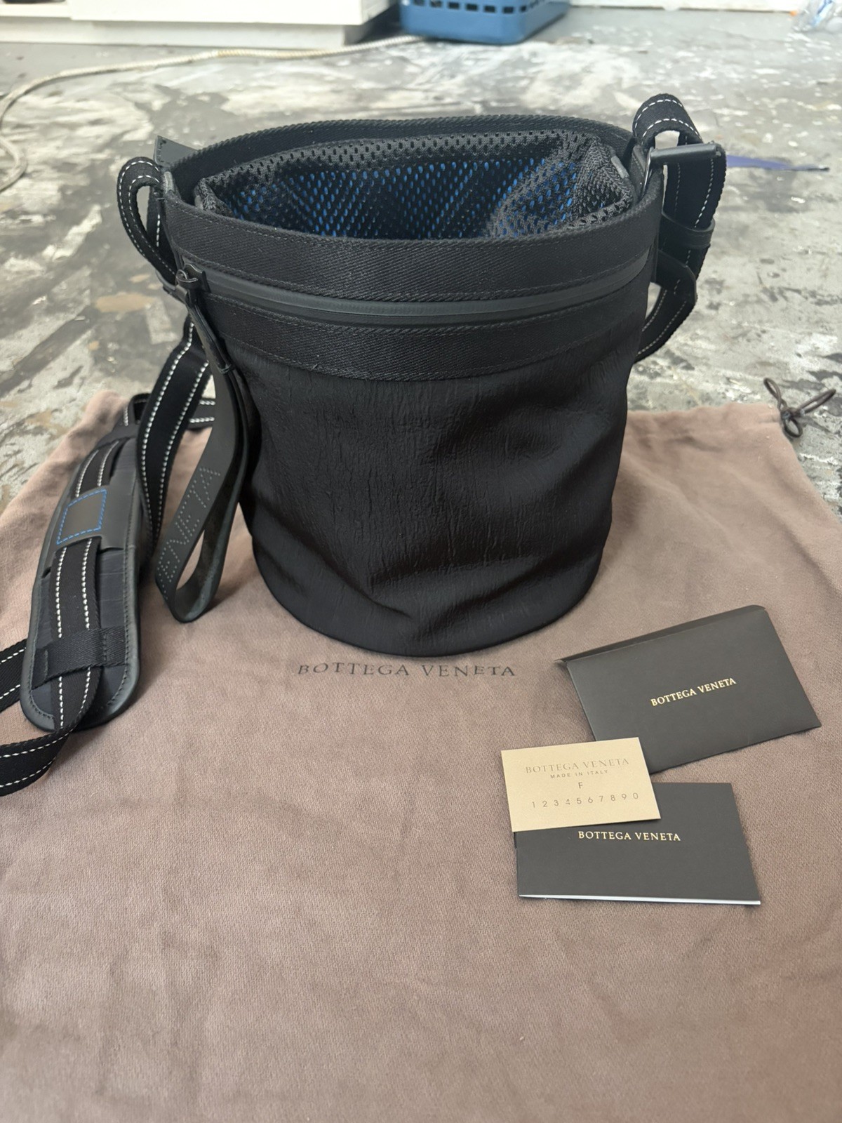 Authentic Bottega Veneta Unisex Nylon Bucket Cargo Bag RARE Adjustable