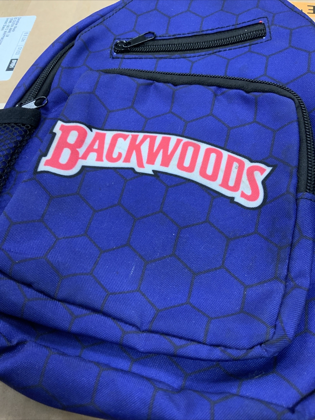 BACKWOODS BRAND Shoulder Bag Sachel Multi Pocket Sling Purple Honey Comb Used