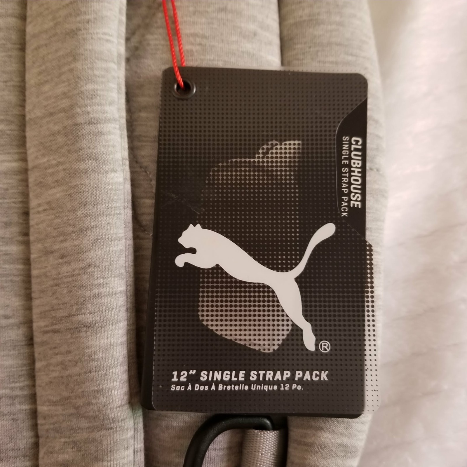 Puma Clubhouse single strap pack 12×6.75×2 gray polyester rayon spandex zip