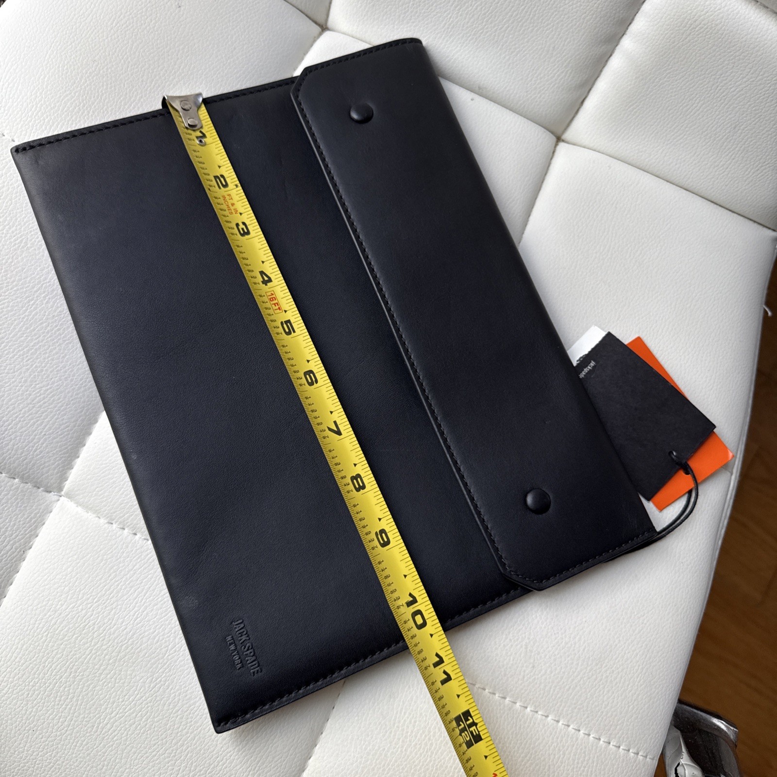 NWT Jack Spade Zip Snap Tablet Sleeve Portfolio Black Leather Pouch Case