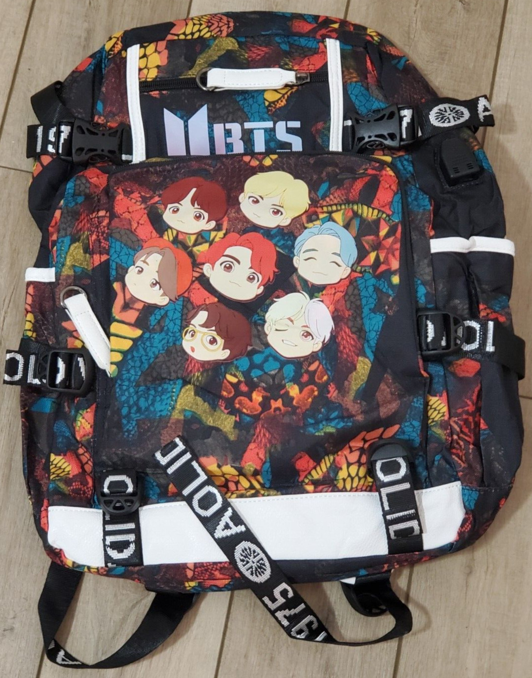BTS High Quality Canvas Backpack 18 x 14″ BTS Band Cartoon Characters Backpack
