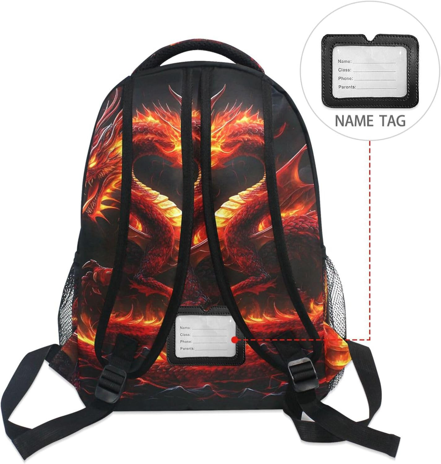 Fire Dragon Kid’S Shool Backpack for Girls Boys,Laptop Travel Backpack,16.9″ H