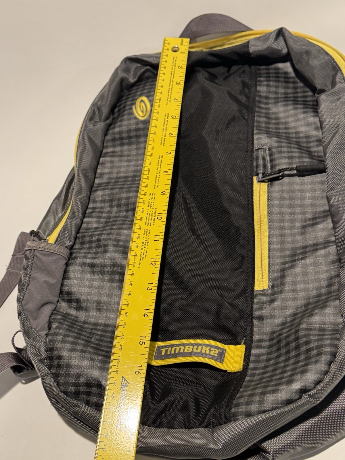Timbuk2 Backpack Medium Gray Black And Yellow Laptop Bag