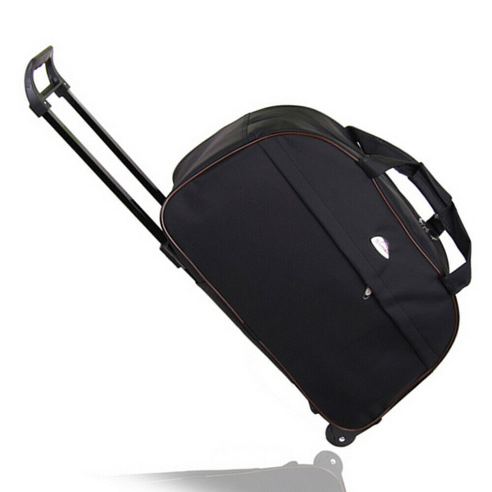 24″ Rolling Duffle Bag Nylon Travel Duffel Luggage w/Retractable Handle Wheels