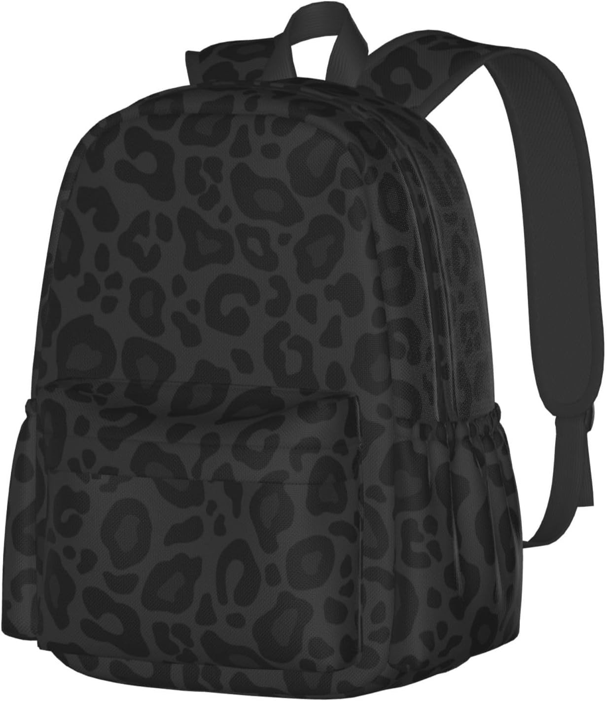 Black Leopard Print Laptop Backpack for Men Women, Cheetah Lightweight Daypack B
