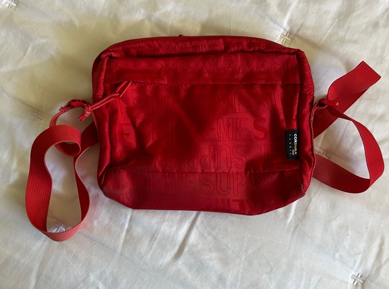 Supreme Red Small Crossbody Bag Zip Closure Adjustable Strap Casual Travel