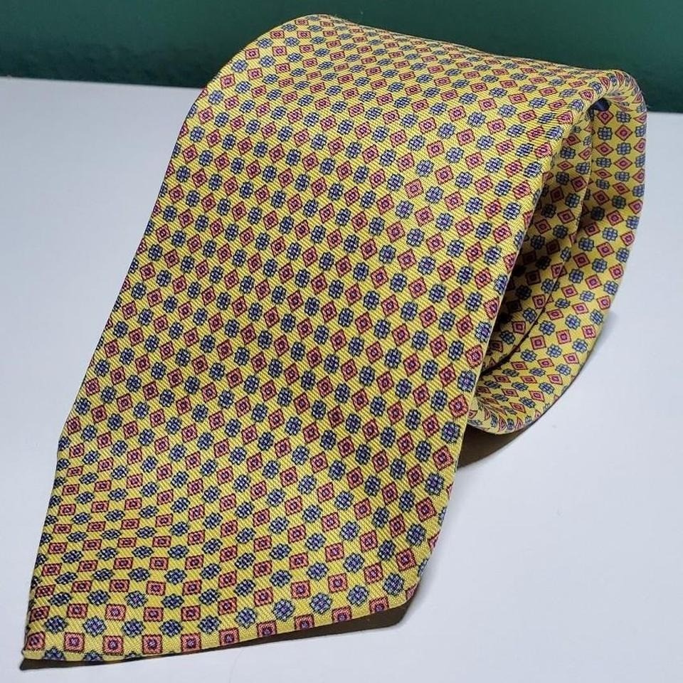Vintage Polo Ralph Lauren 100% Silk Yellow with Polka-dot Pattern Neck Tie