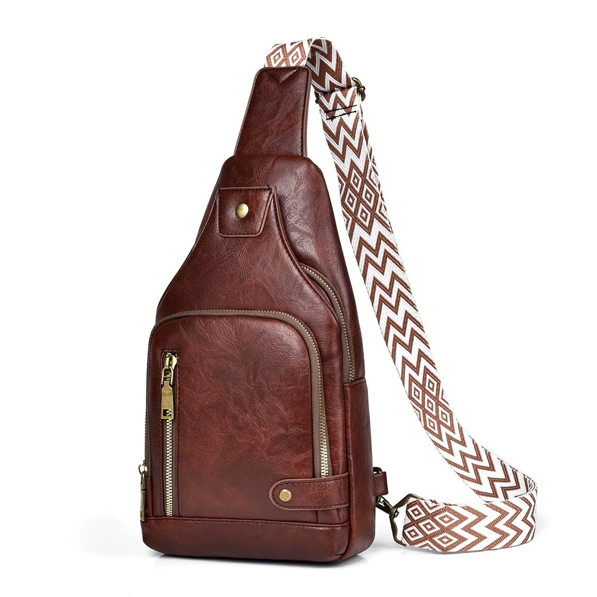 New Men’s Sling Backpack functional Leather Chest bag Crossbody Bag Shoulder Bag
