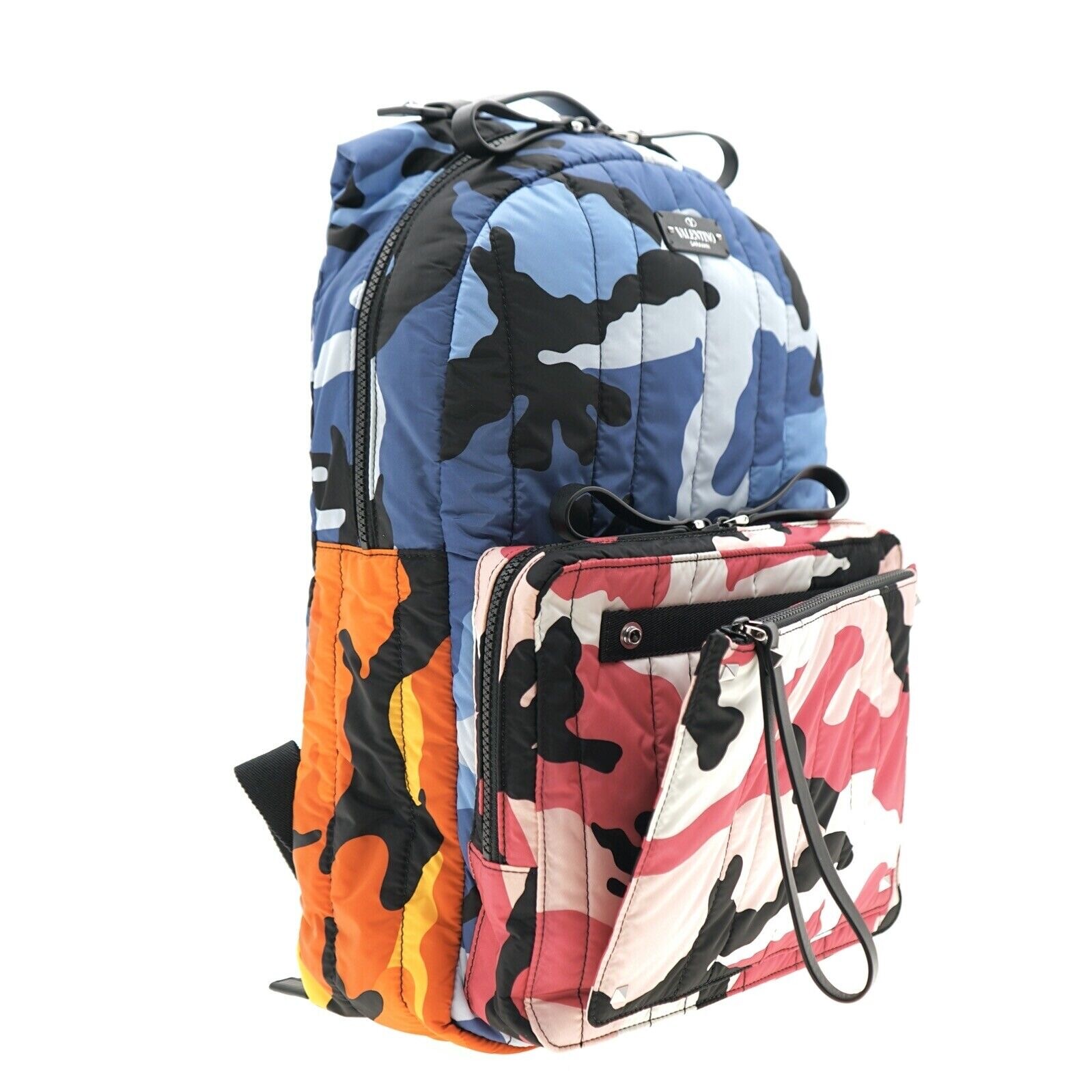 Valentino Garavani Camushuffle Backpack Quilted Nylon Multicolor New