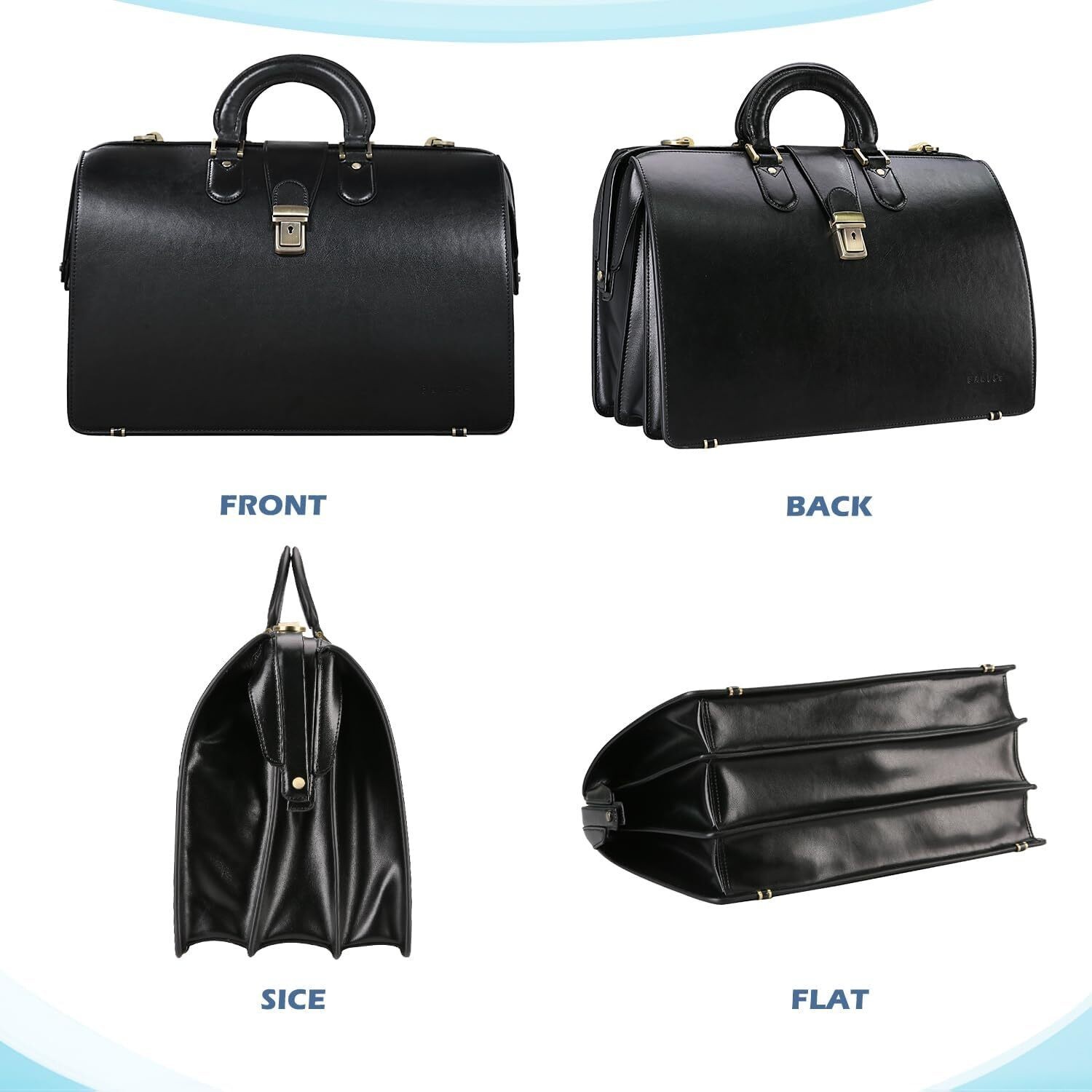 Leather Briefcase Men W/ Lock Lawyer / Doctor Bag 15.6 in Laptop 3 Compartments