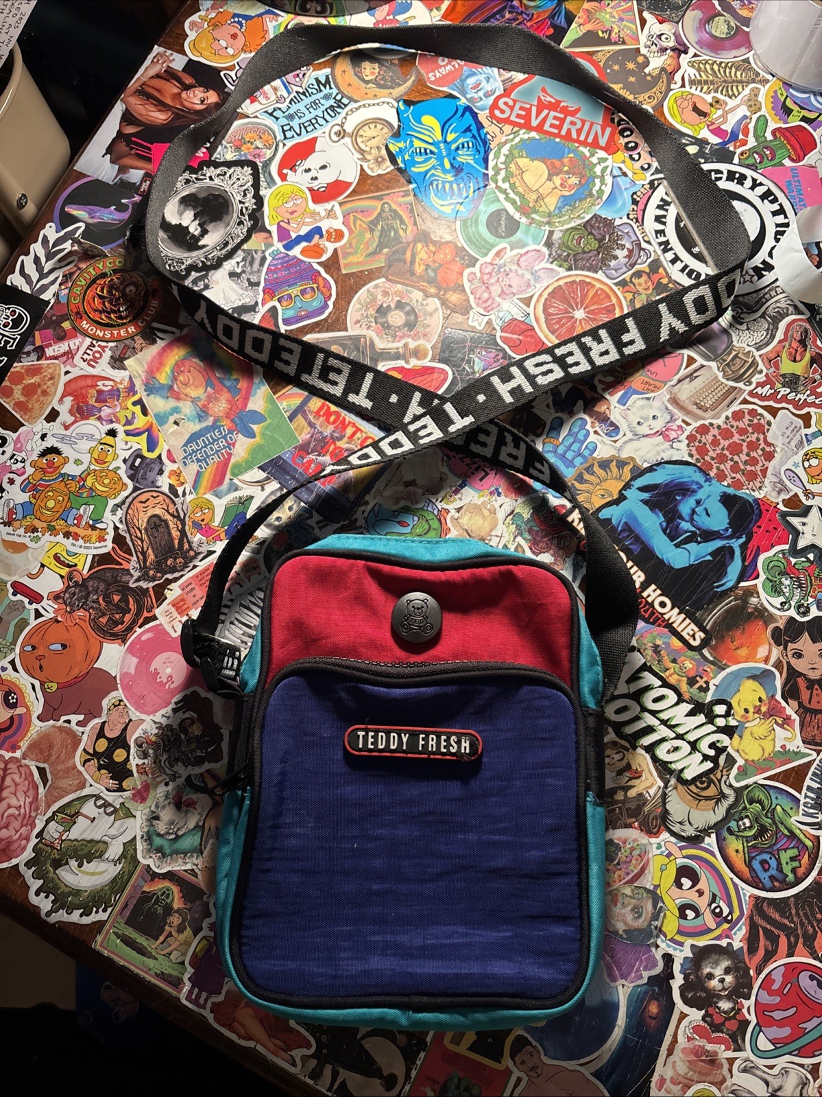 RARE Teddy Fresh Colorblock Crossbody – Y2K Sling Bag – Retro Purse Streetwear