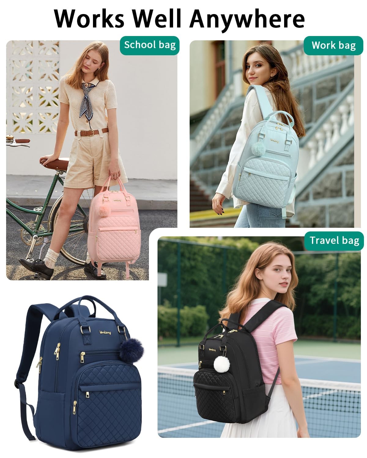 Laptop Backpack Women, School Backpack for Teen Girls Middle High School College