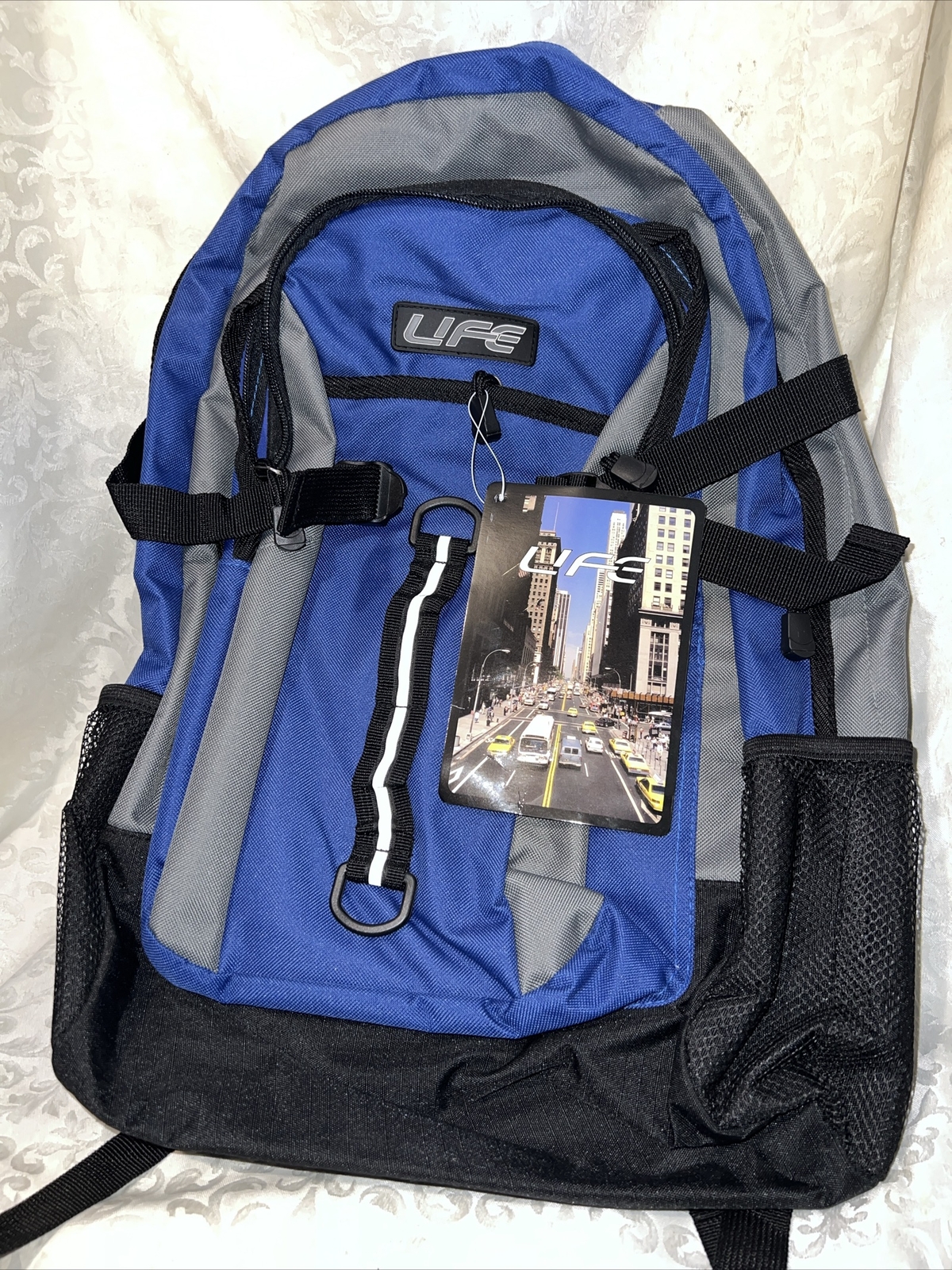 Life Backpack Bag Laptop Pockets Padded Book Bag Adjustable New Tag zipper Blue