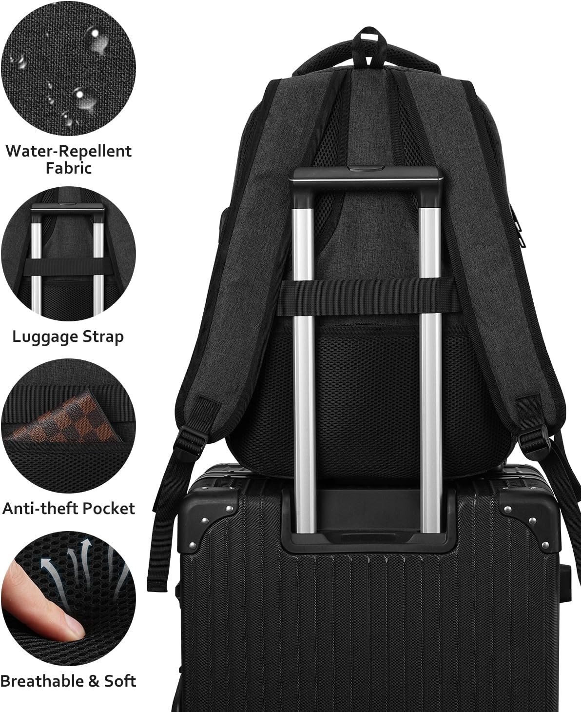Laptop Backpack with USB Charger for Men and Women, Anti-Theft Design