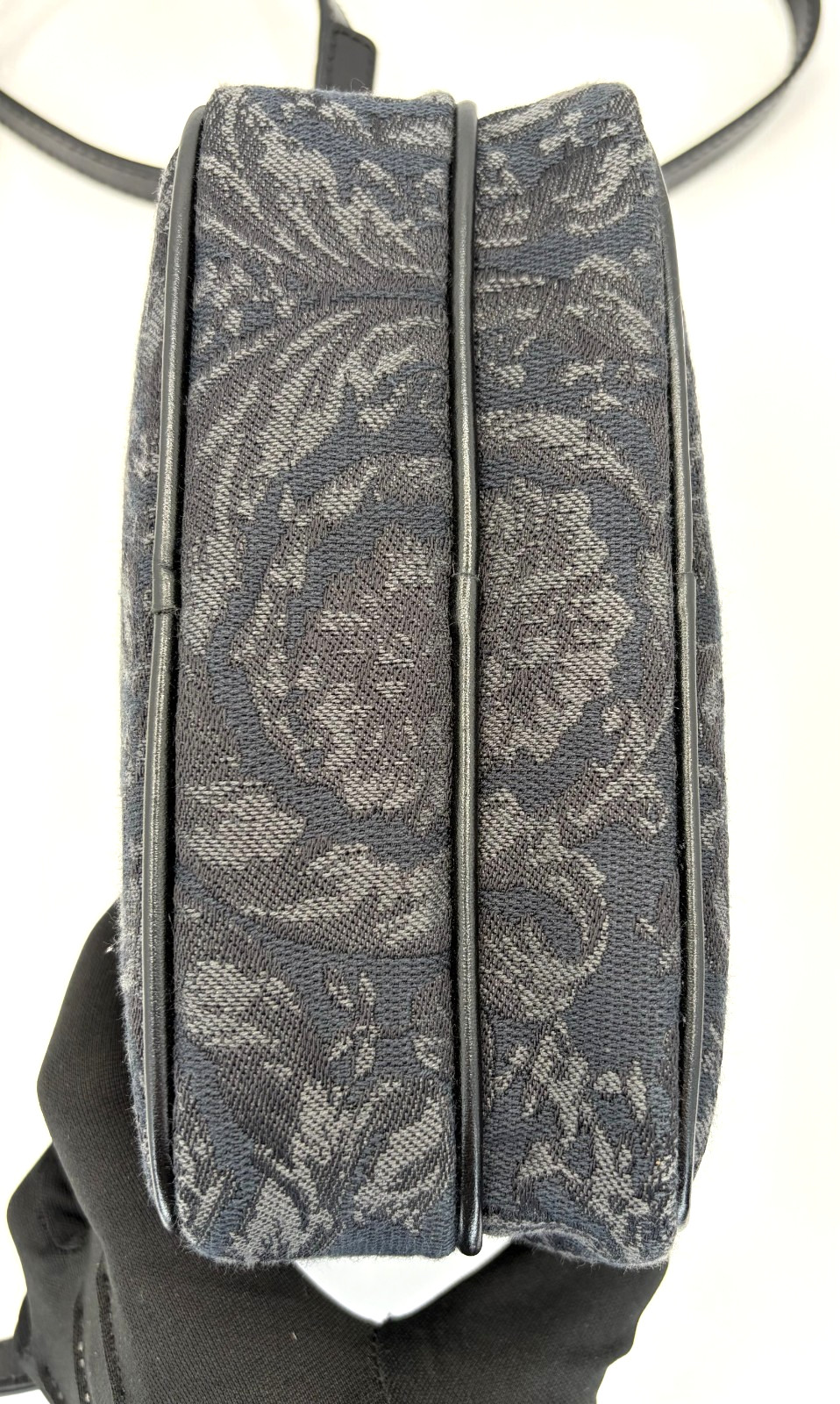 VERSACE Black Jacquard Barocco Athena Messenger Crossbody Bag Canvas Mens NWOT