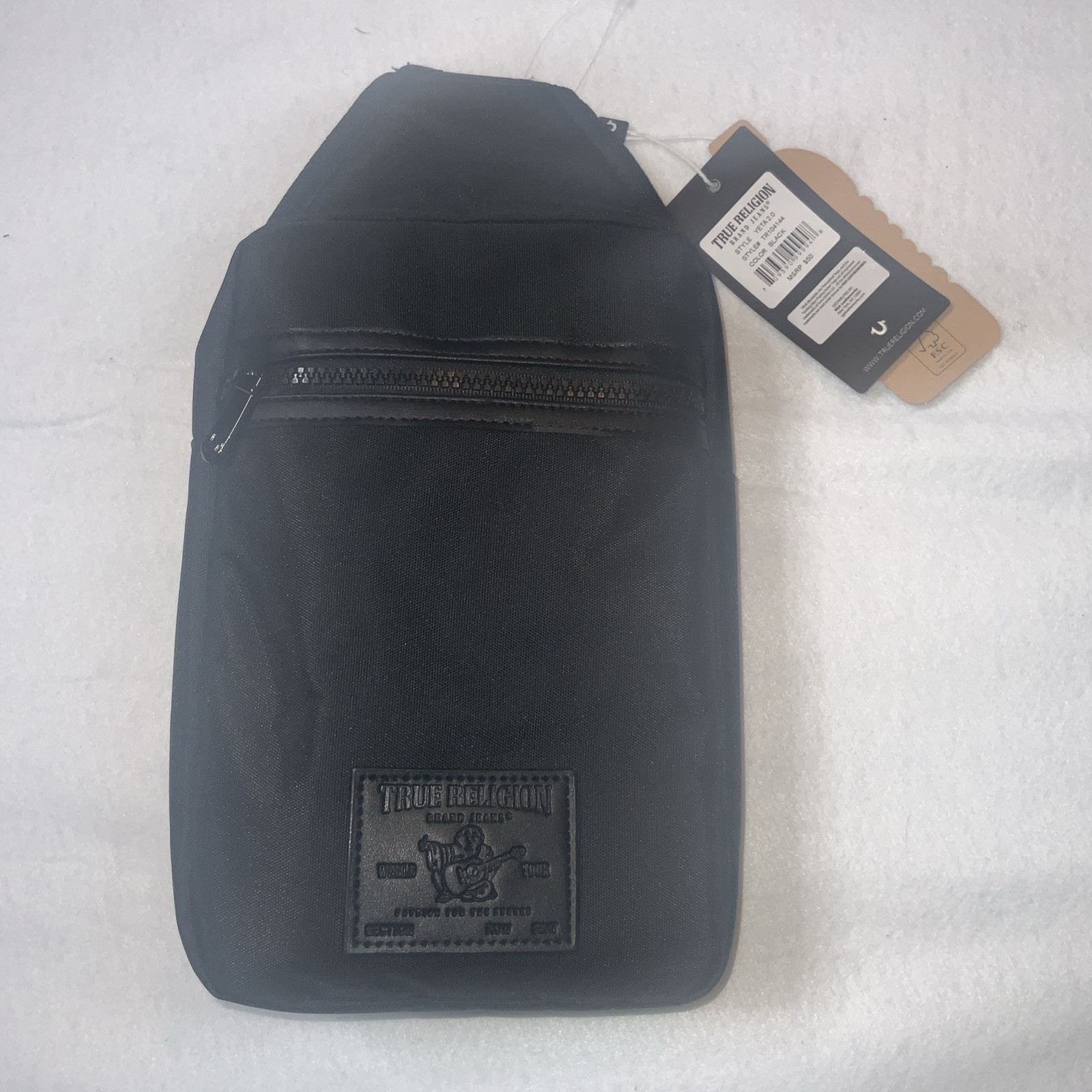 True Religion Black Unisex Buddha Patch YETA 2.0 Crossbody Bag TR104144 New