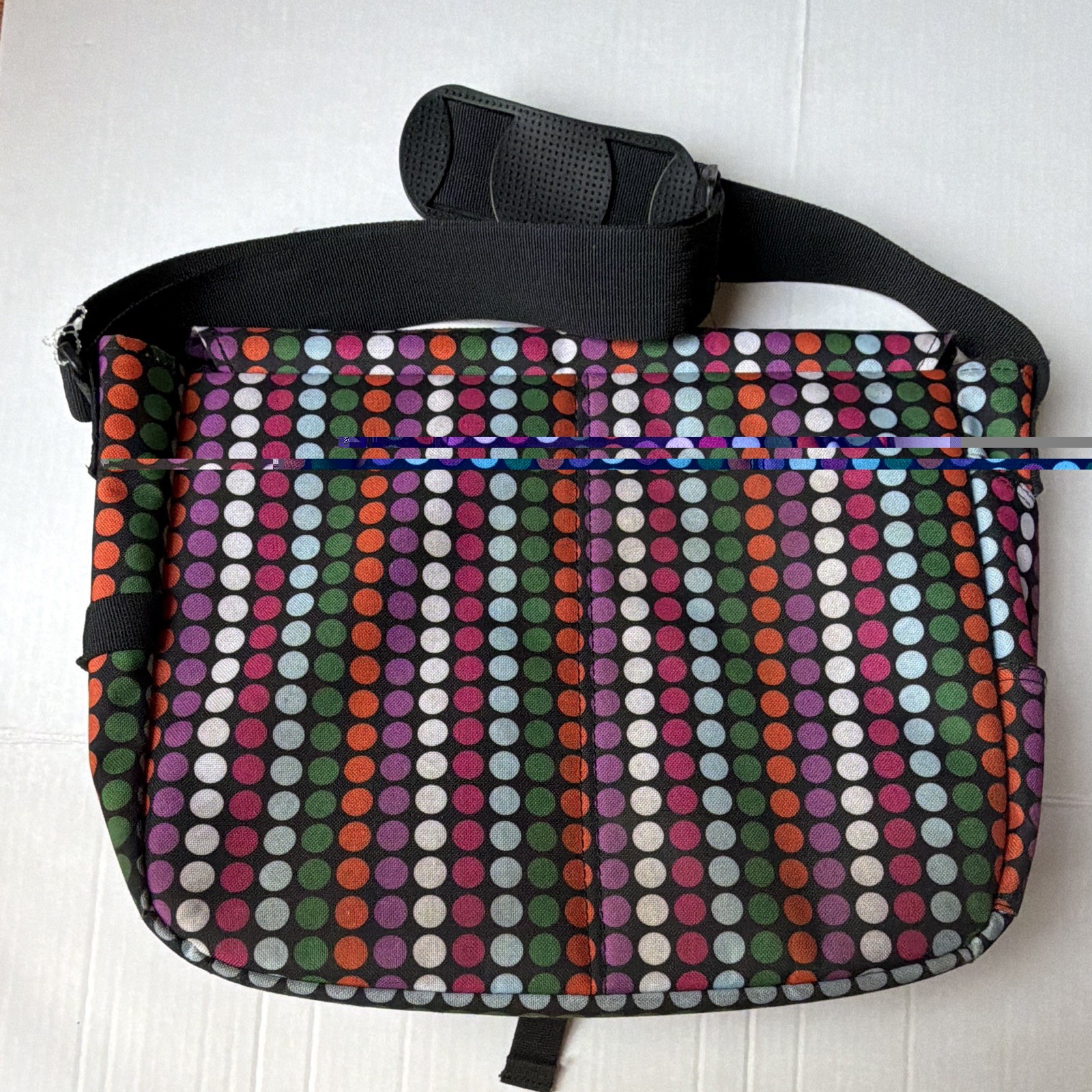 Dickies Multicolor/Black Polka Dot Messenger Bag, Zip Buckle, Pockets Strap