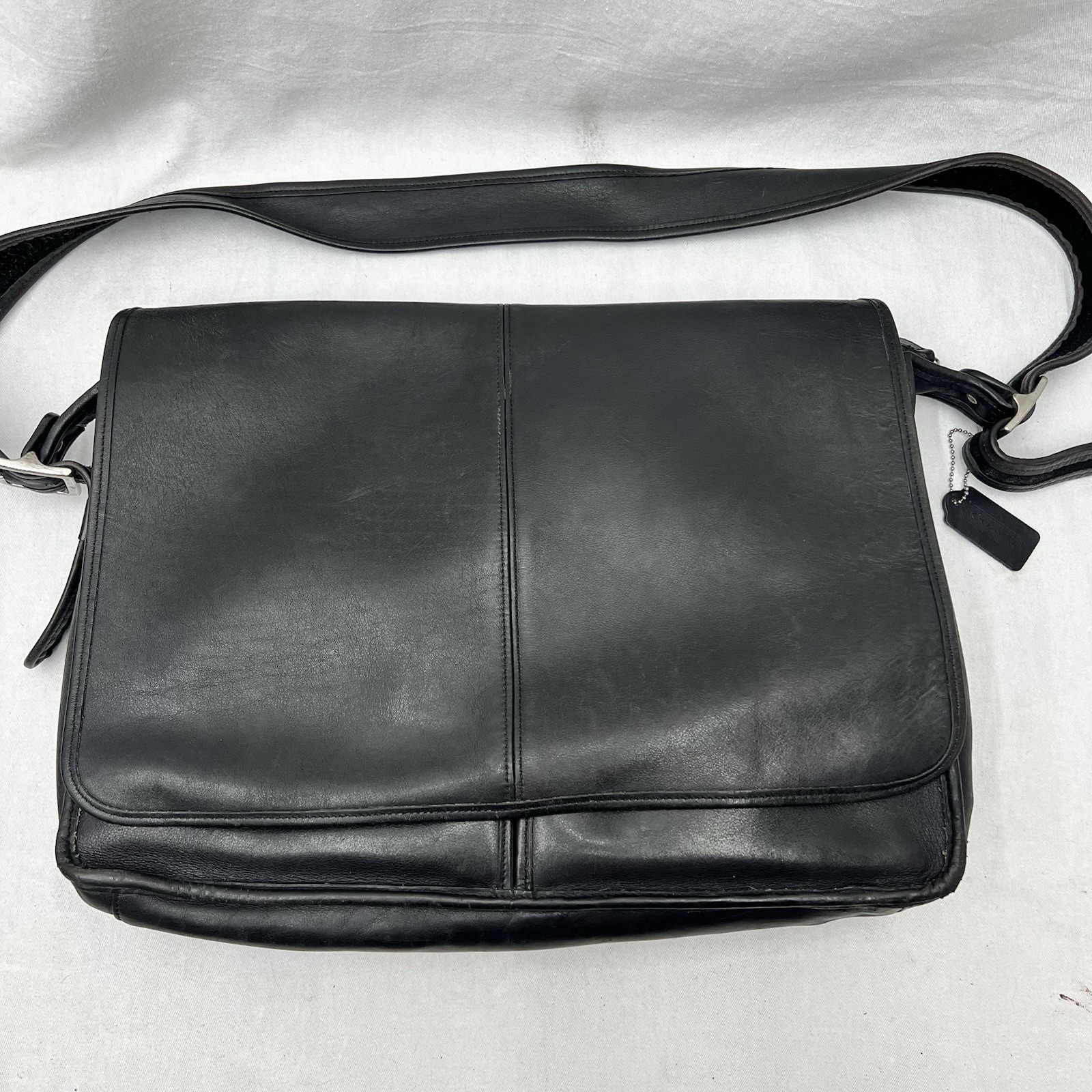 Vintage COACH Black Leather Legacy Briefcase Messenger Bag RARE Z 5206 Full Flap