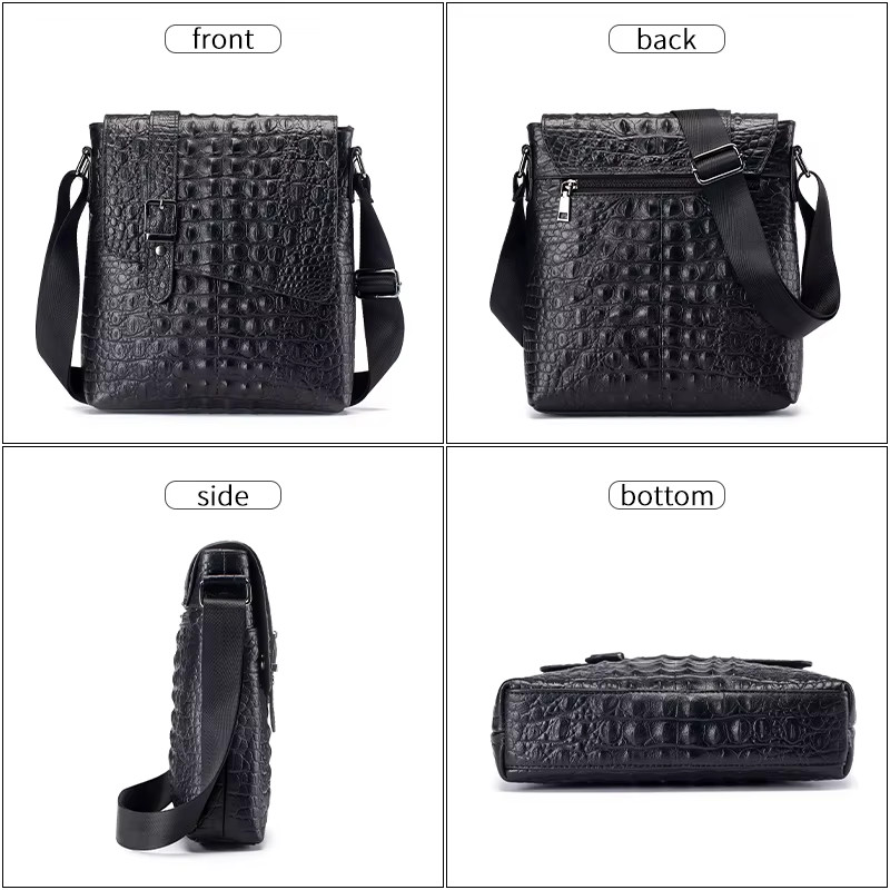 Genuine Leather Men’S Crocodile Pattern Shoulder Bag Fashion Men Messenger Chest