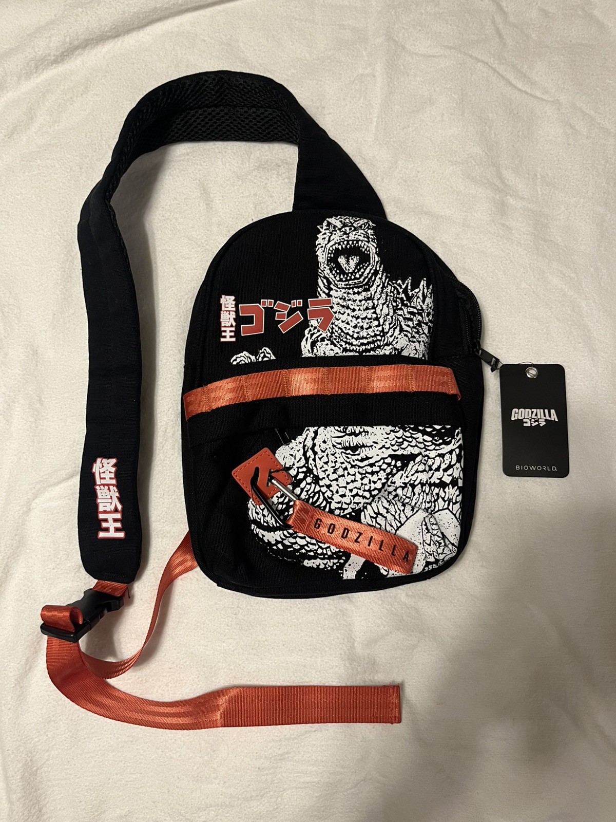 Godzilla Sling Bag Small Shoulder Pack Backpack Bioworld Black Red