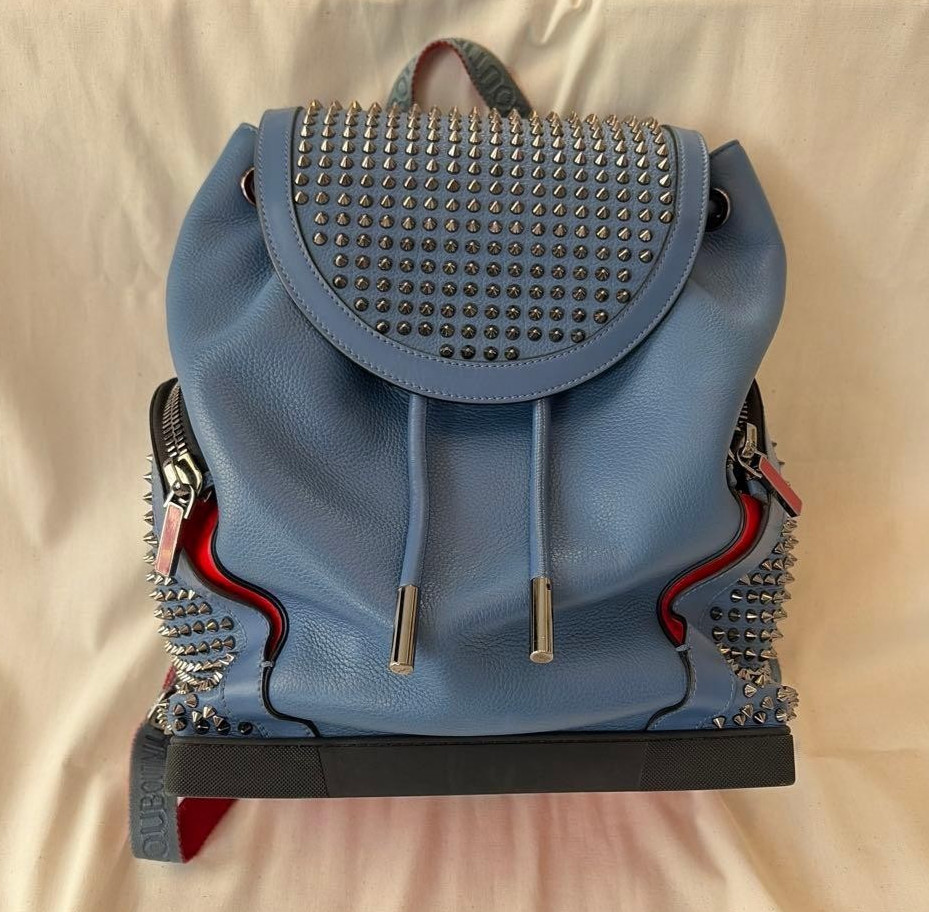 Christian Louboutin Explorafunk Authentic Backpack Shoulder Bag Blue Studs Japan