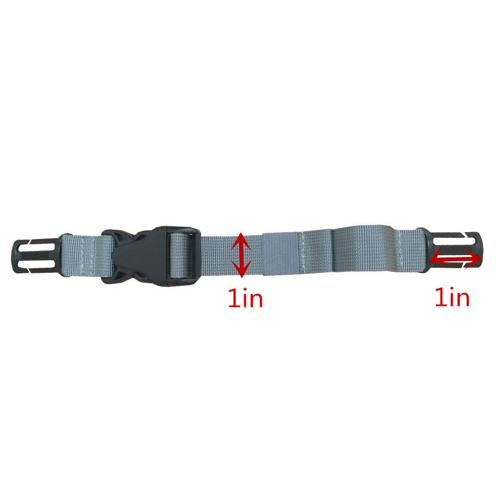 Gray Backpack Chest Strap, HDHYK, Nylon, Fits 1 inch Webbing, Adjustable
