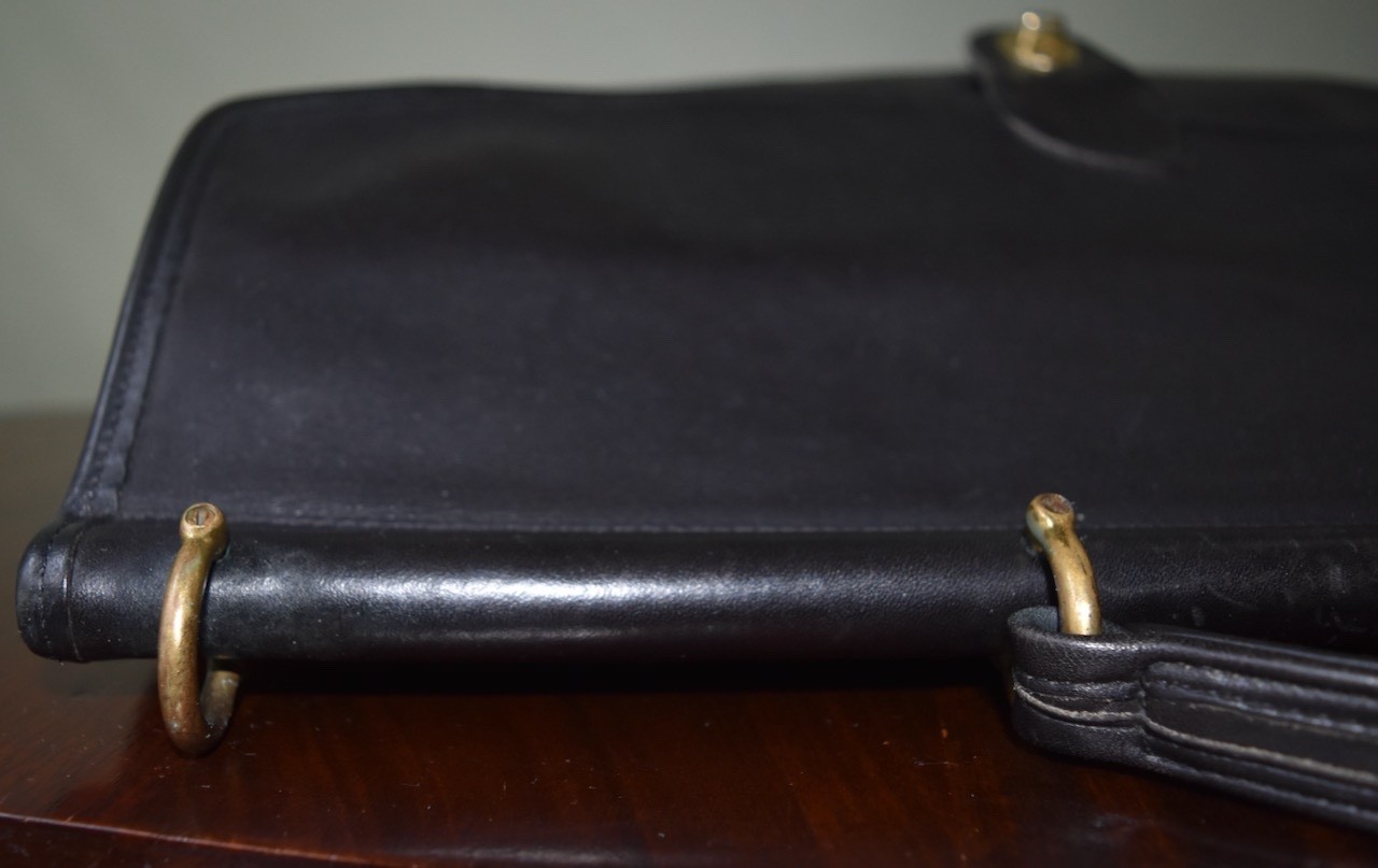 VTG Coach Beekman Brief Bag Briefcase Laptop Bag Black Leather Strap 5266 USA