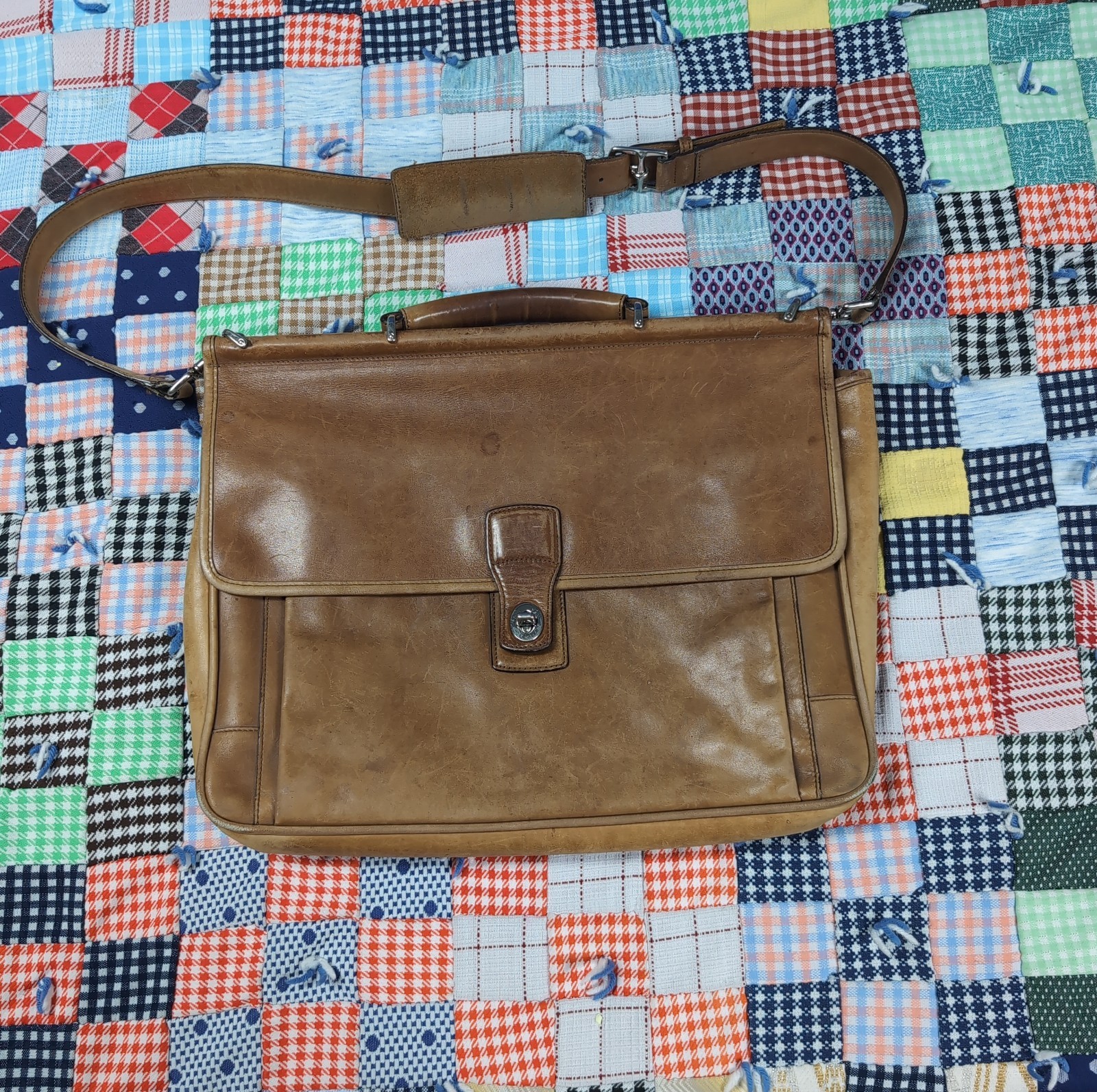Coach BARCLAY MESSENGER Bag Leather CARAMEL Briefcase Crossbody Shoulder 6456