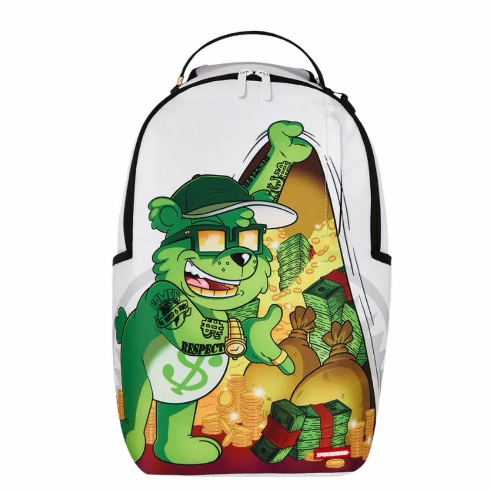 SPRAYGROUND LIMITED EDITION MONEY BEAR STASH WHITE GREEN BACKPACK HUSTLE NEW WOW
